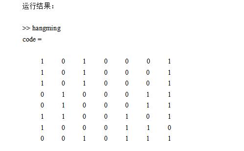 matlab实现汉明码编码译码